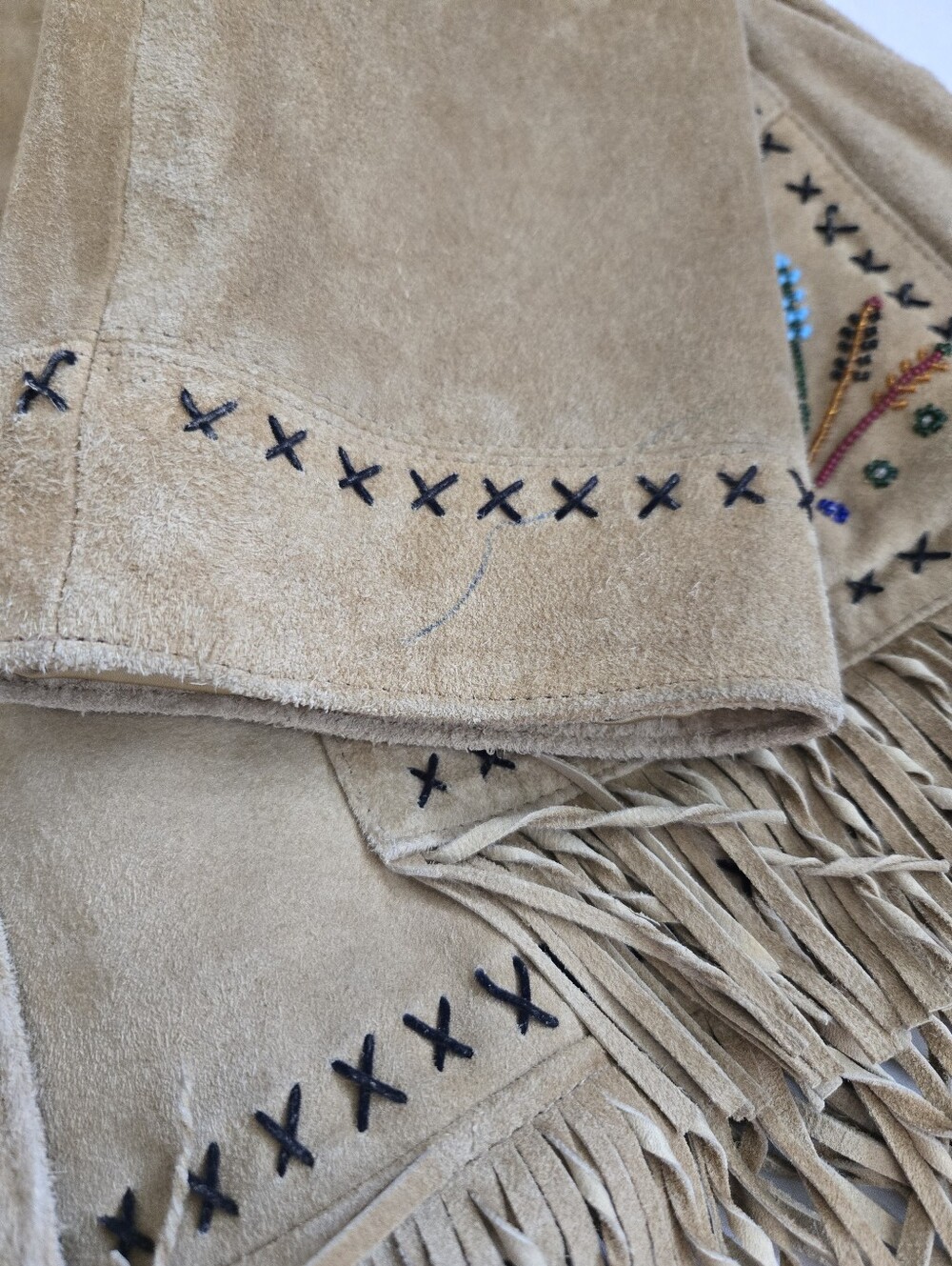 Vintage Double D Ranch Fringe Suede Leather Jacket Beaded Embroidery Western L - Picture 12 of 16
